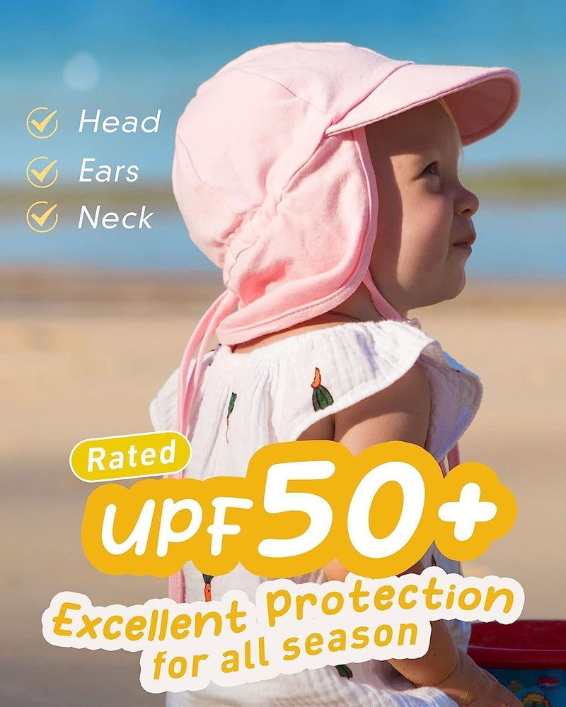 FURTALK Baby Sun Hat UPF 50+ UV Ray Sun Protection Cotton Toddler Hats for Boys Girls Rose Pink - Image 2